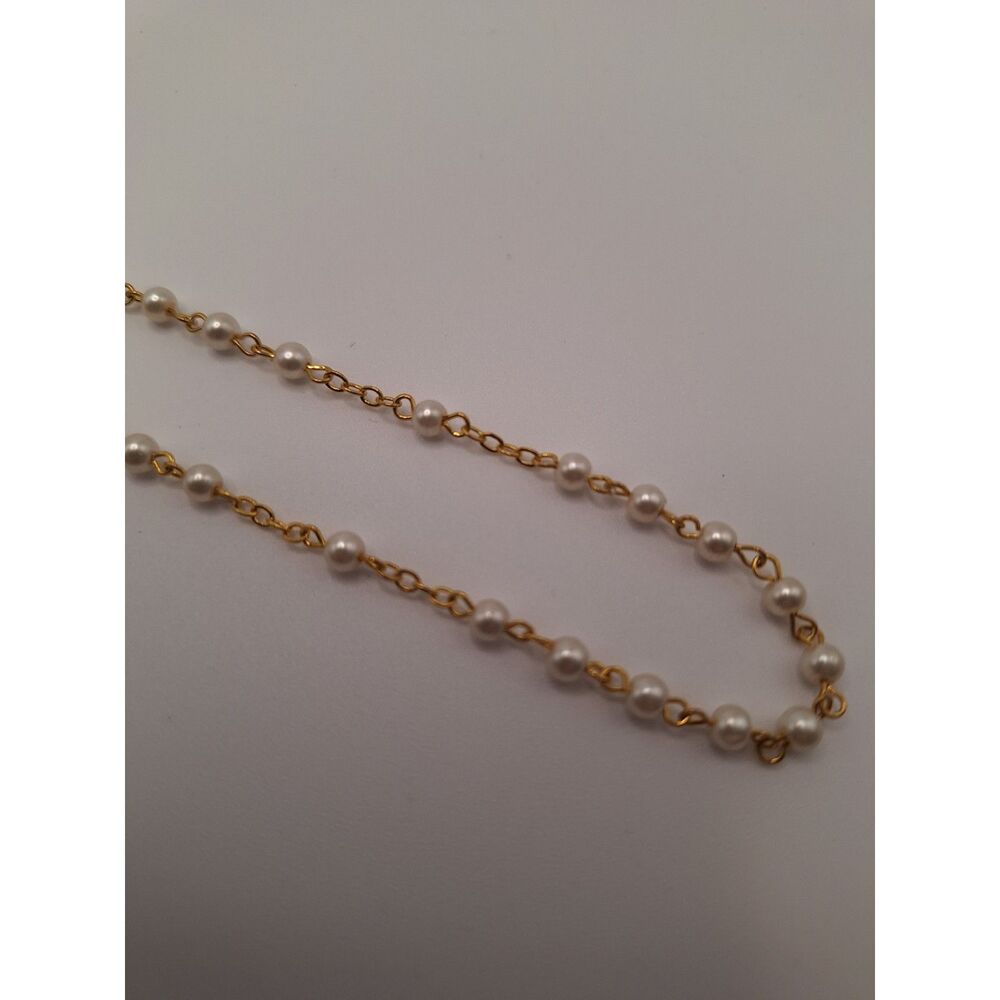 Pearl rosary necklace Roman Catholic gold tone